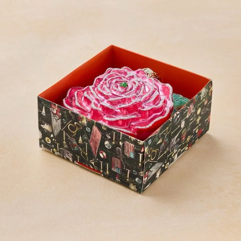 Glass Pink Peony Christmas Ornament - John Derian for Target 2025